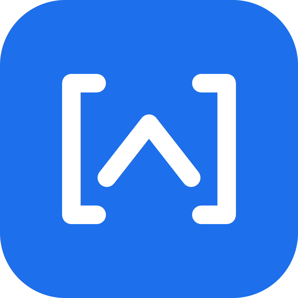 Antap Digital app icon: white bracket mark on a blue rounded square