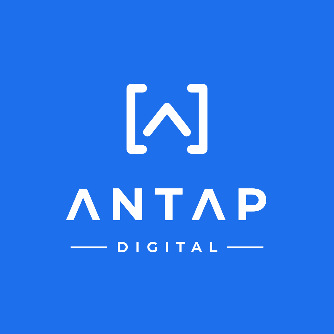 Stacked logo on Antap Blue, circular avatar