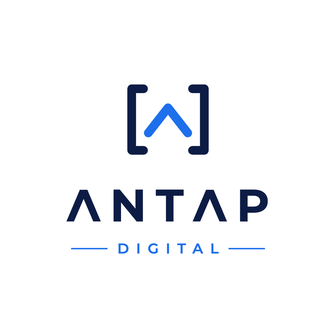 Stacked logo in colour on white, circular avatar